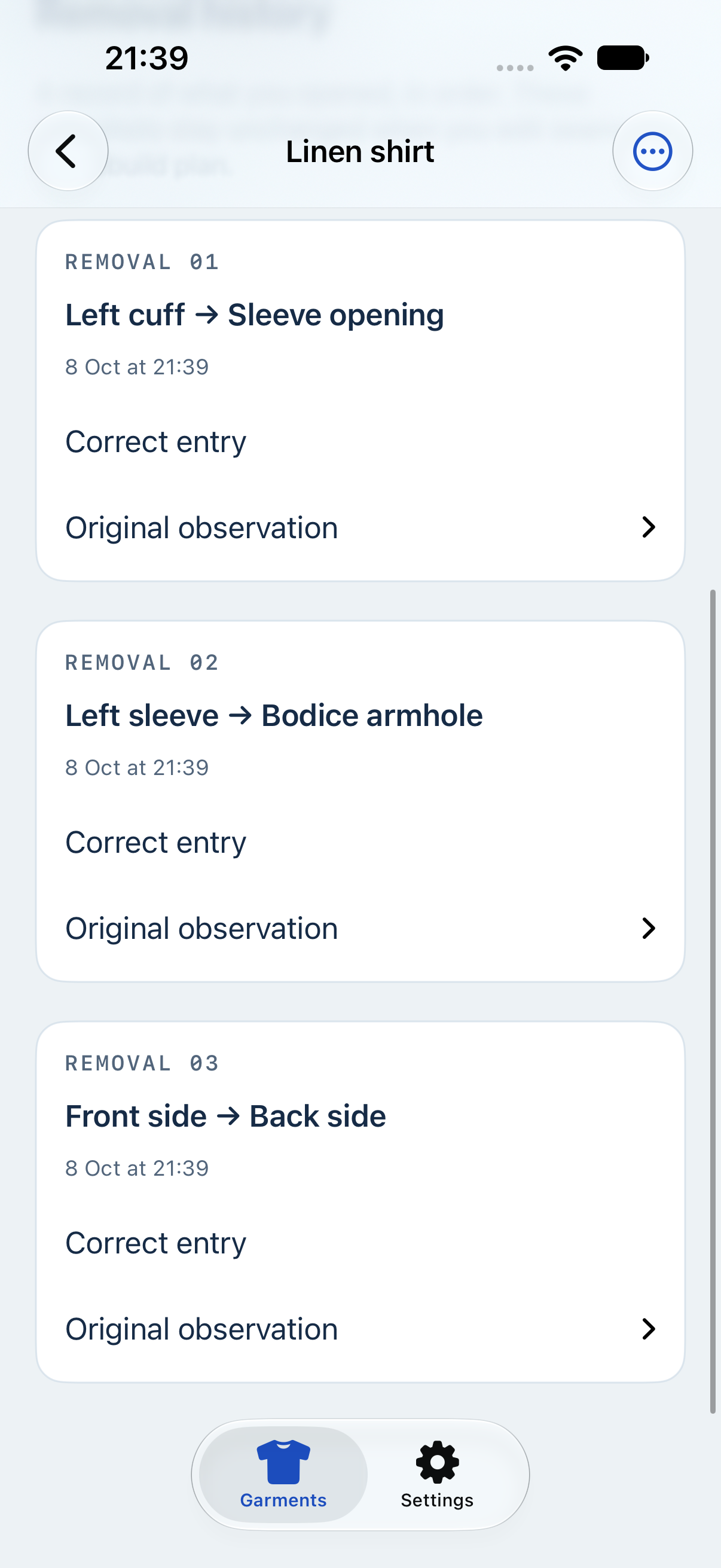 Original seam observations preserved in removal history.